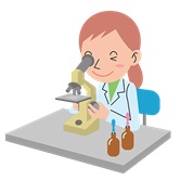 顕微鏡を操作する女性イラスト
